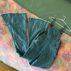 Free People Blue Wide Leg Jumpsuit